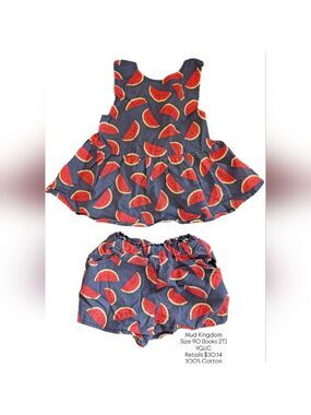 Mud Kingdom Watermelon Print Kids Matching Set